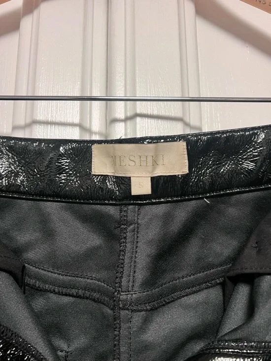 MESHKI Black Oakleigh Straight Leg Patent Pants Faux Leather Black Glossy Small - Picture 4 of 6